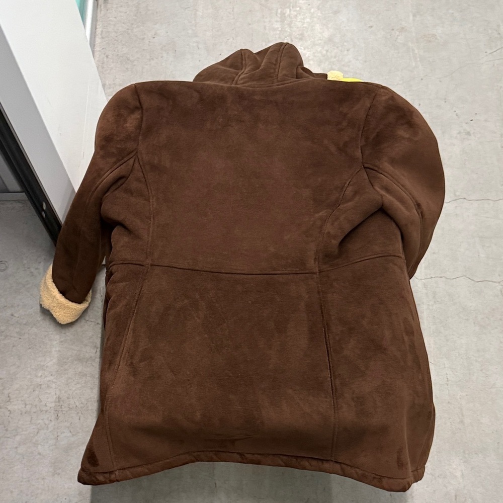Lands' End, Brown Sherpa Suede Coat with Cream Lining - Picture 5 of 6